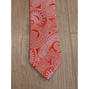 Ike Behar Red Paisley Silk Tie 3.5" Wide